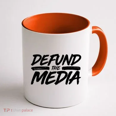 Defund The Media Distressed Coffee Mug back