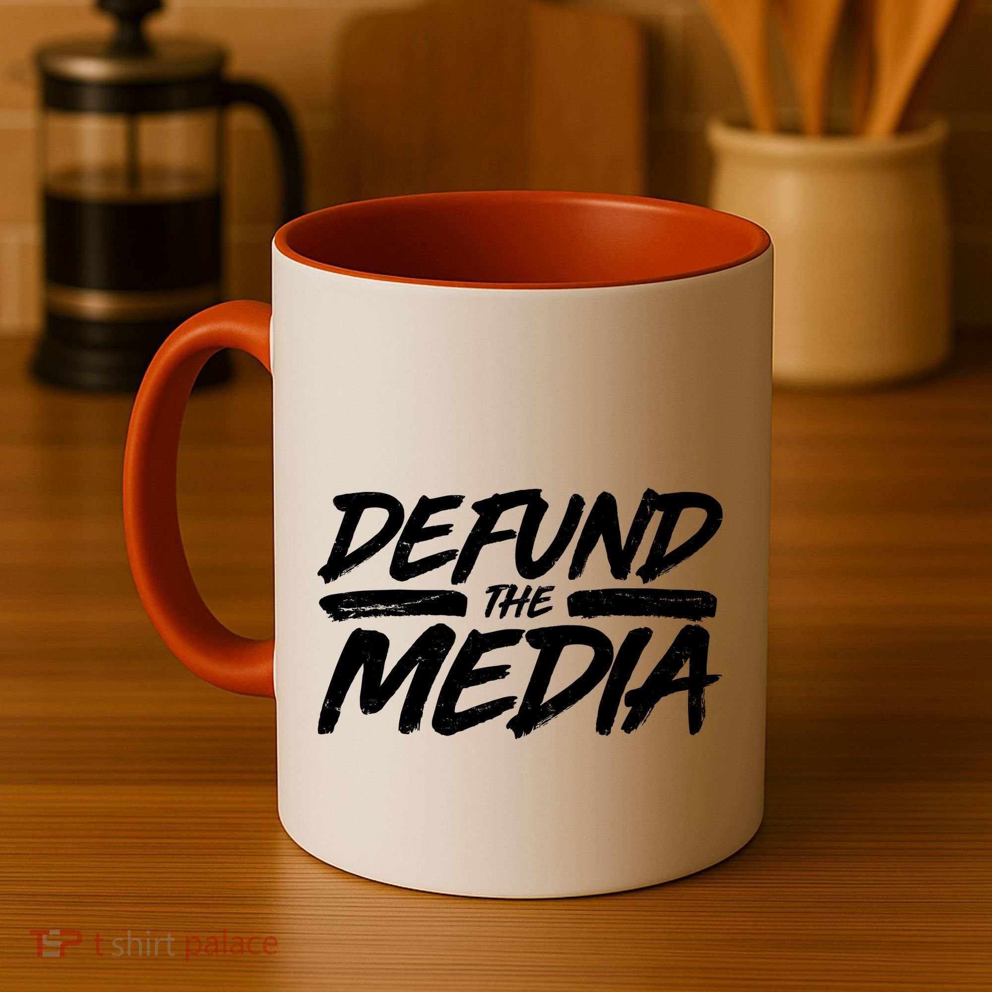 Defund The Media Distressed Coffee Mug