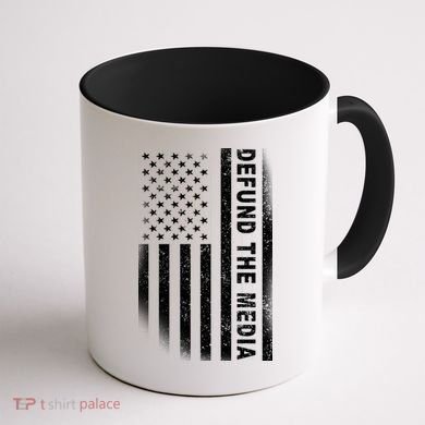 Defund The Media US Flag Coffee Mug back