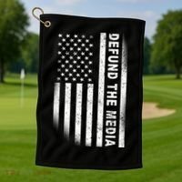 Defund The Media US Flag Golf Towel thumb 1