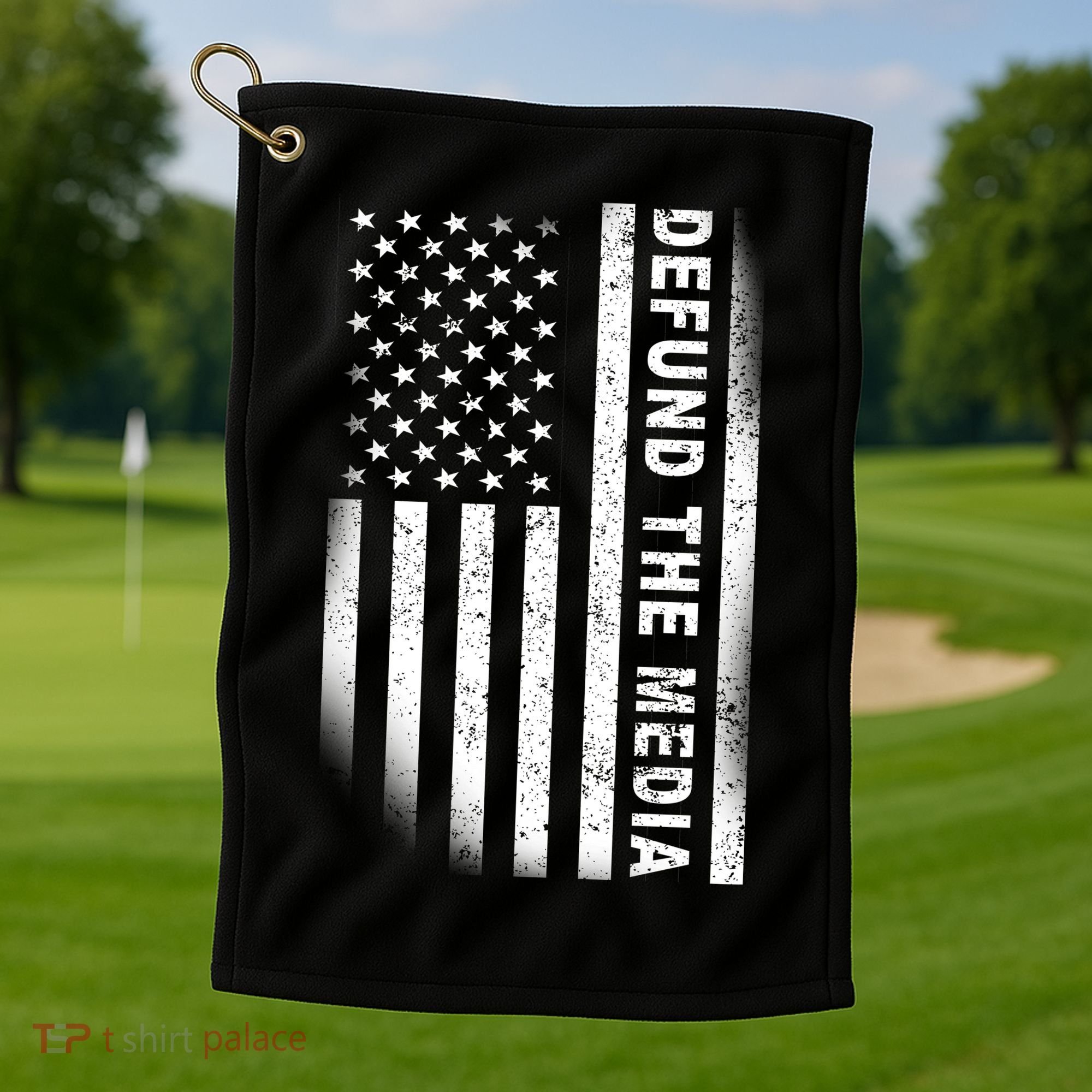 Defund The Media US Flag Golf Towel