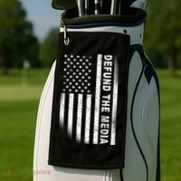 Defund The Media US Flag Golf Towel thumb 2