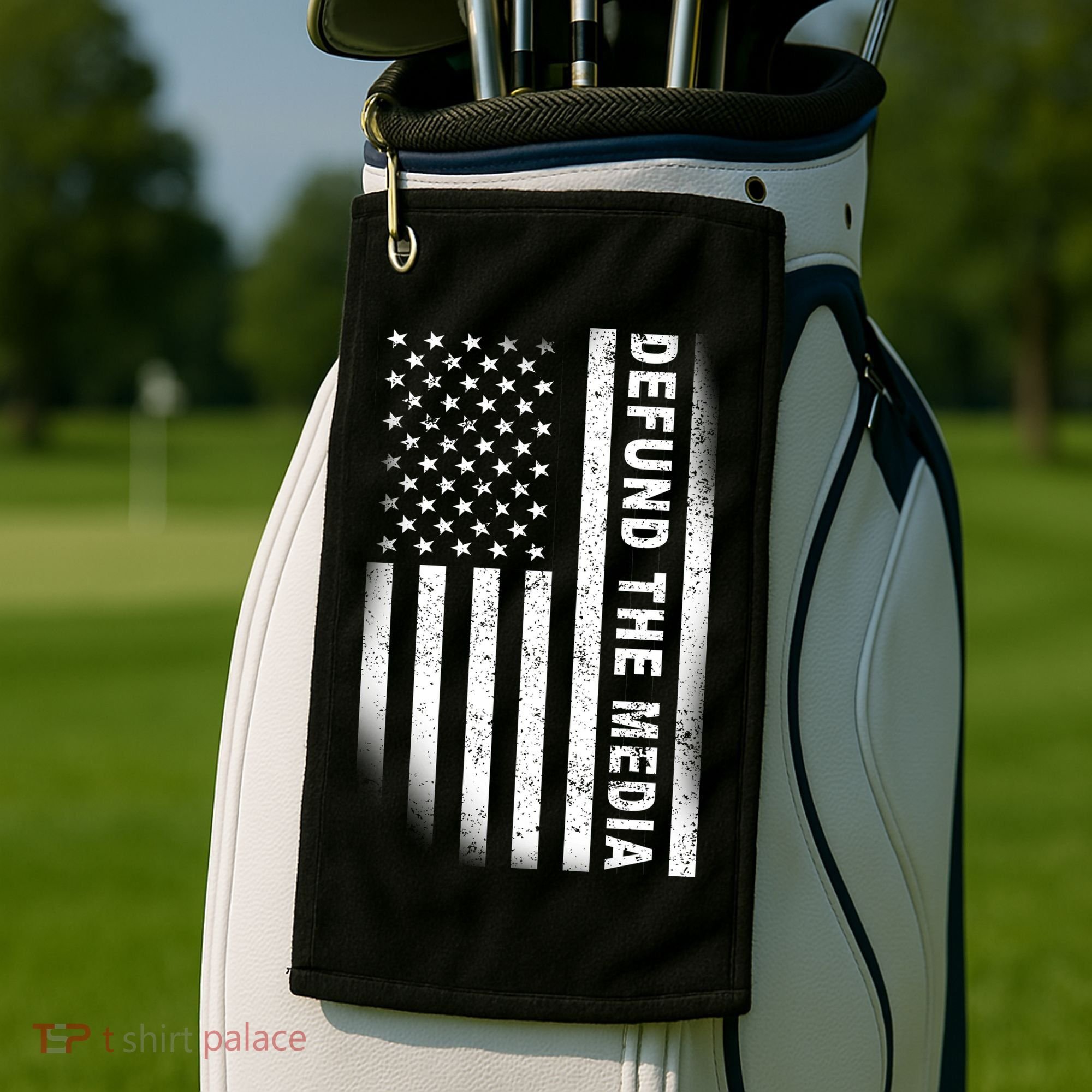 Defund The Media US Flag Golf Towel