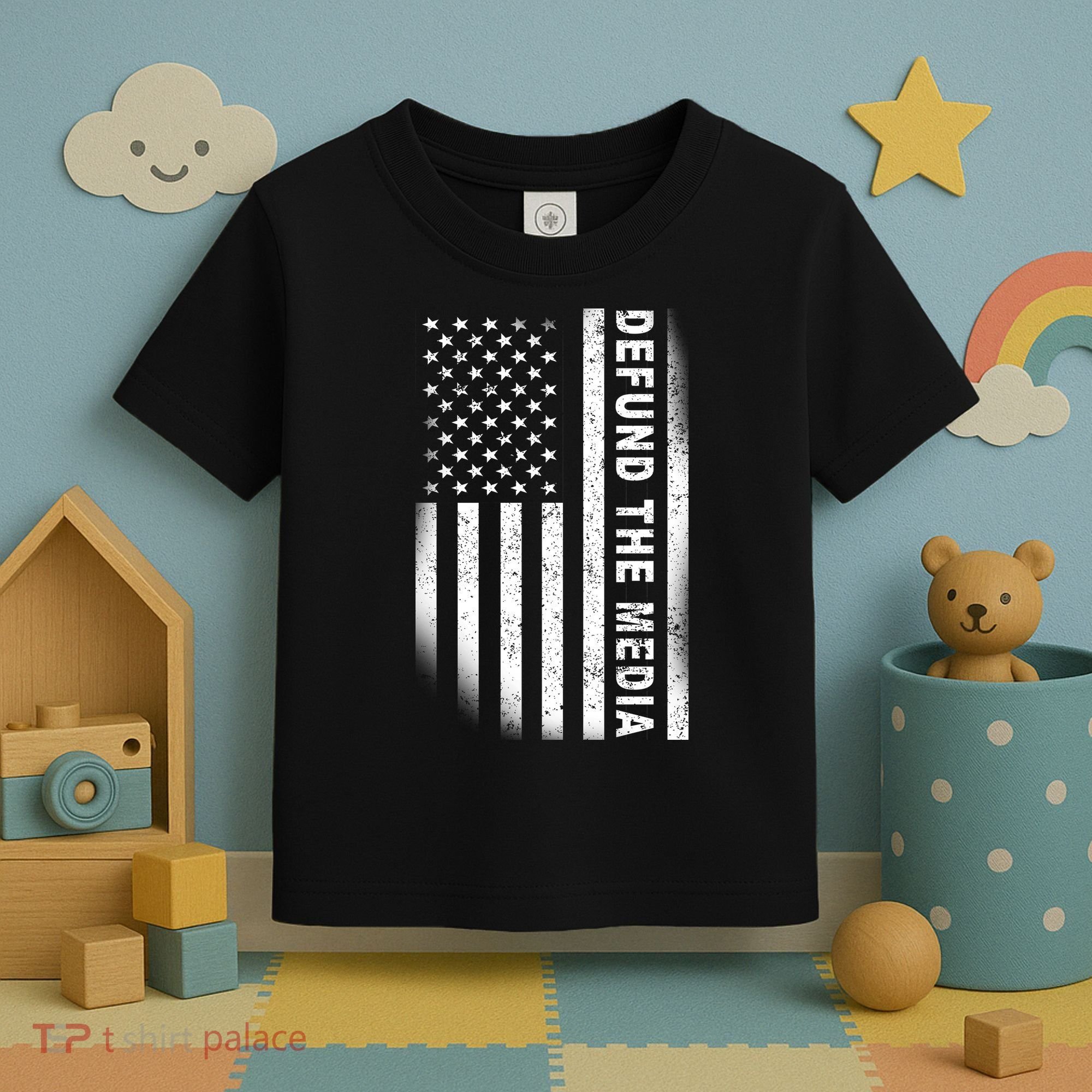 Defund The Media US Flag Toddler T-Shirt