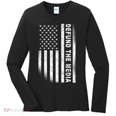 Defund The Media US Flag Women's Long Sleeve Shirt