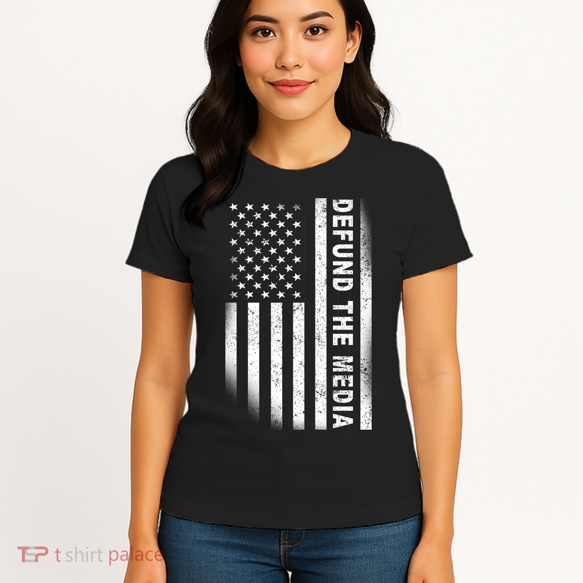 Defund The Media US Flag Women's T-Shirt
