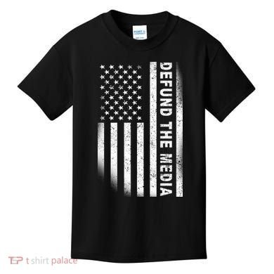Defund The Media US Flag Kids T-Shirt