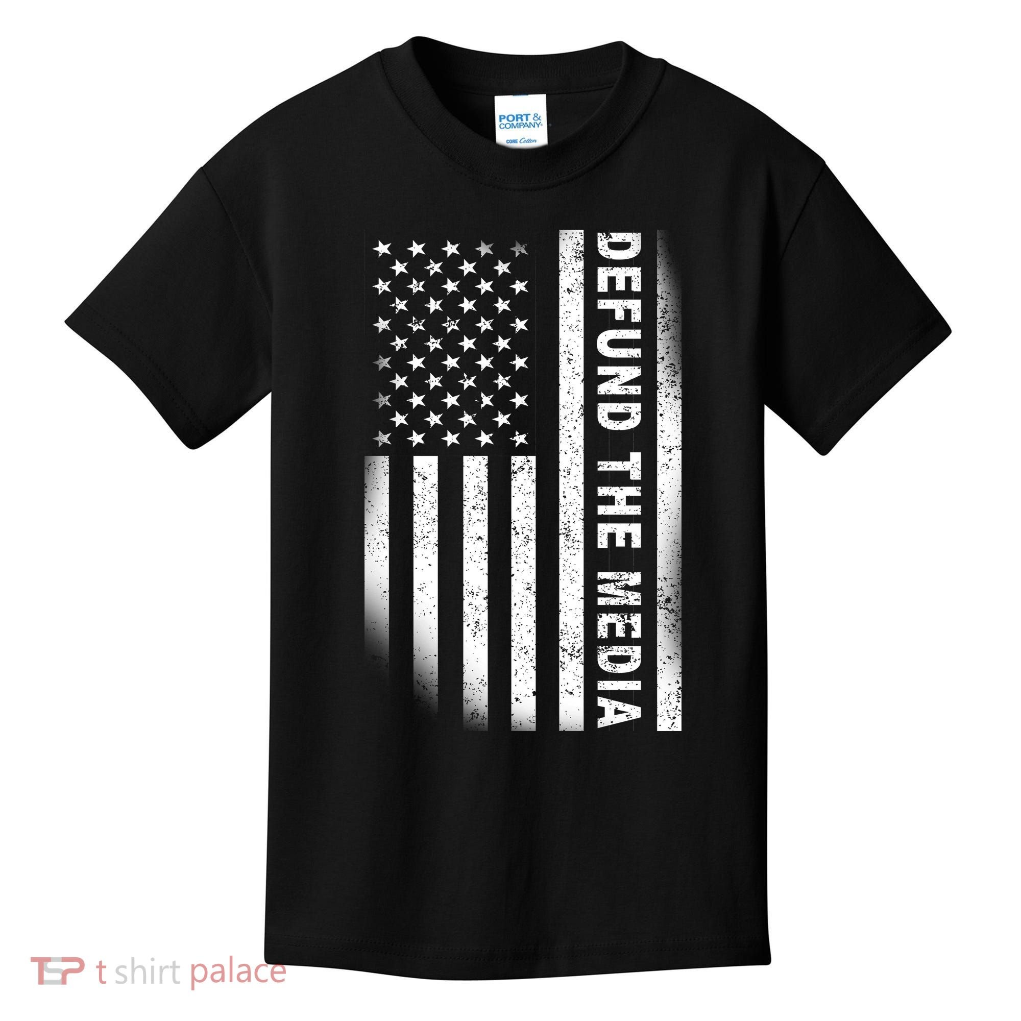 Defund The Media US Flag Kids T-Shirt