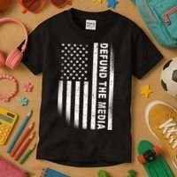 Defund The Media US Flag Kids T-Shirt thumb 3