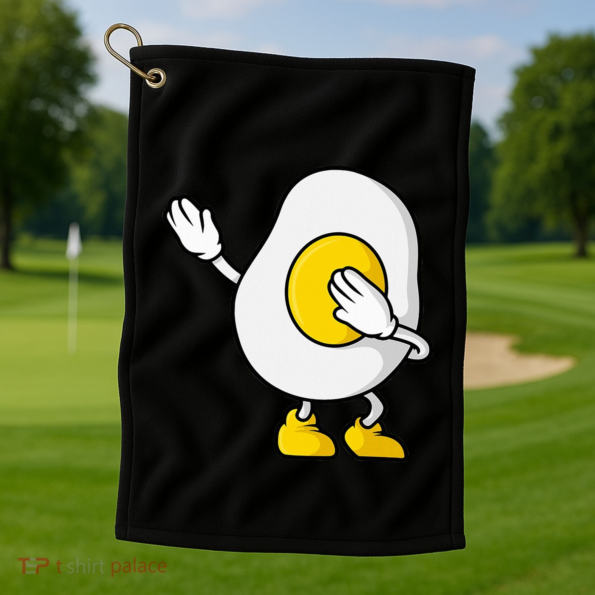 Dabbing Egg I’M So Eggcited Breakfast Gift Golf Towel