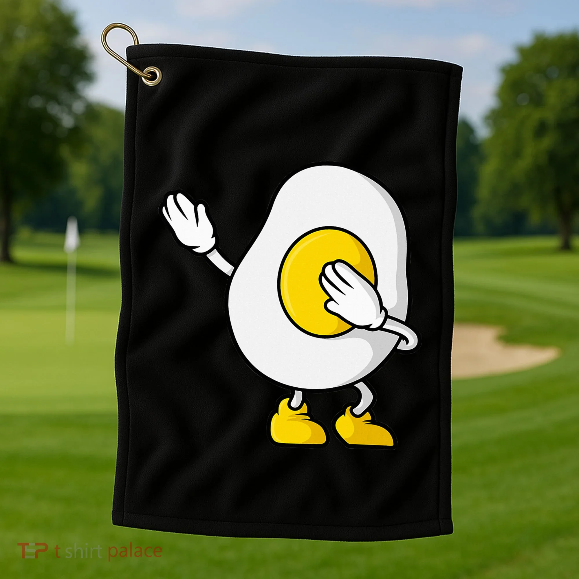 Dabbing Egg I’M So Eggcited Breakfast Gift Golf Towel