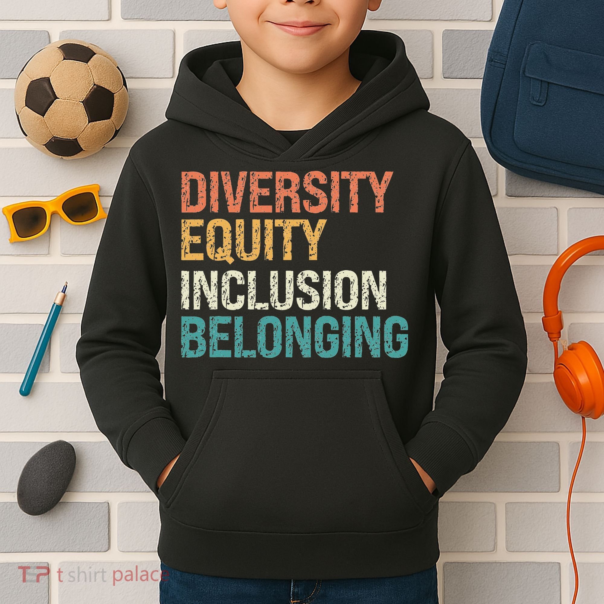 Diversity Equity Inclusion Belonging Kids Hoodie