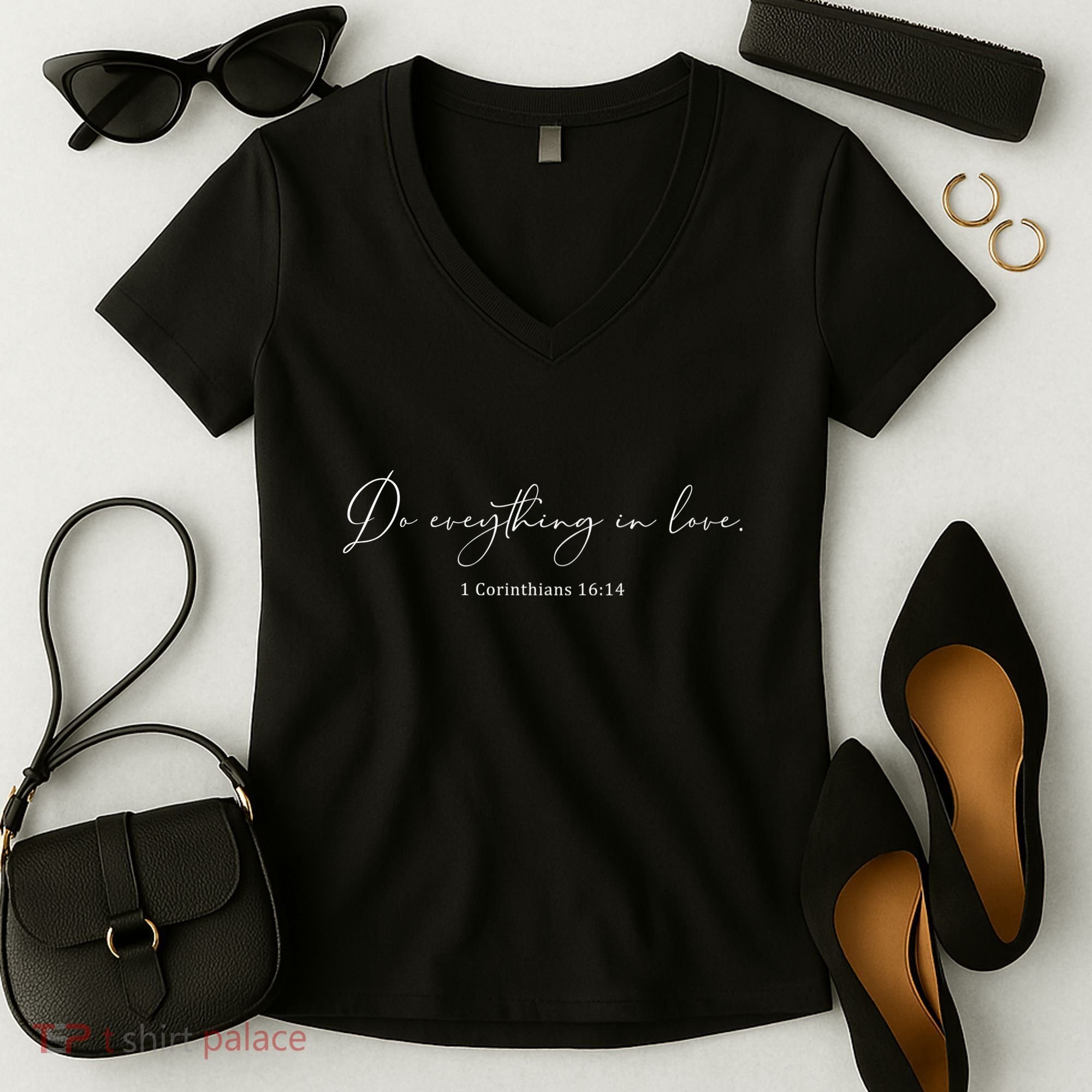 Do Everything In Love Bible Verse Quote Women's V-Neck T-Shirt