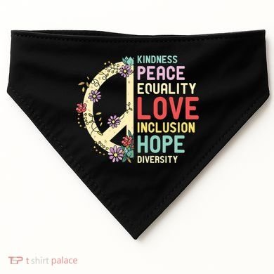 Diversity Equality Love Peace Human Rights Social Justice USA-Made Doggie Bandana