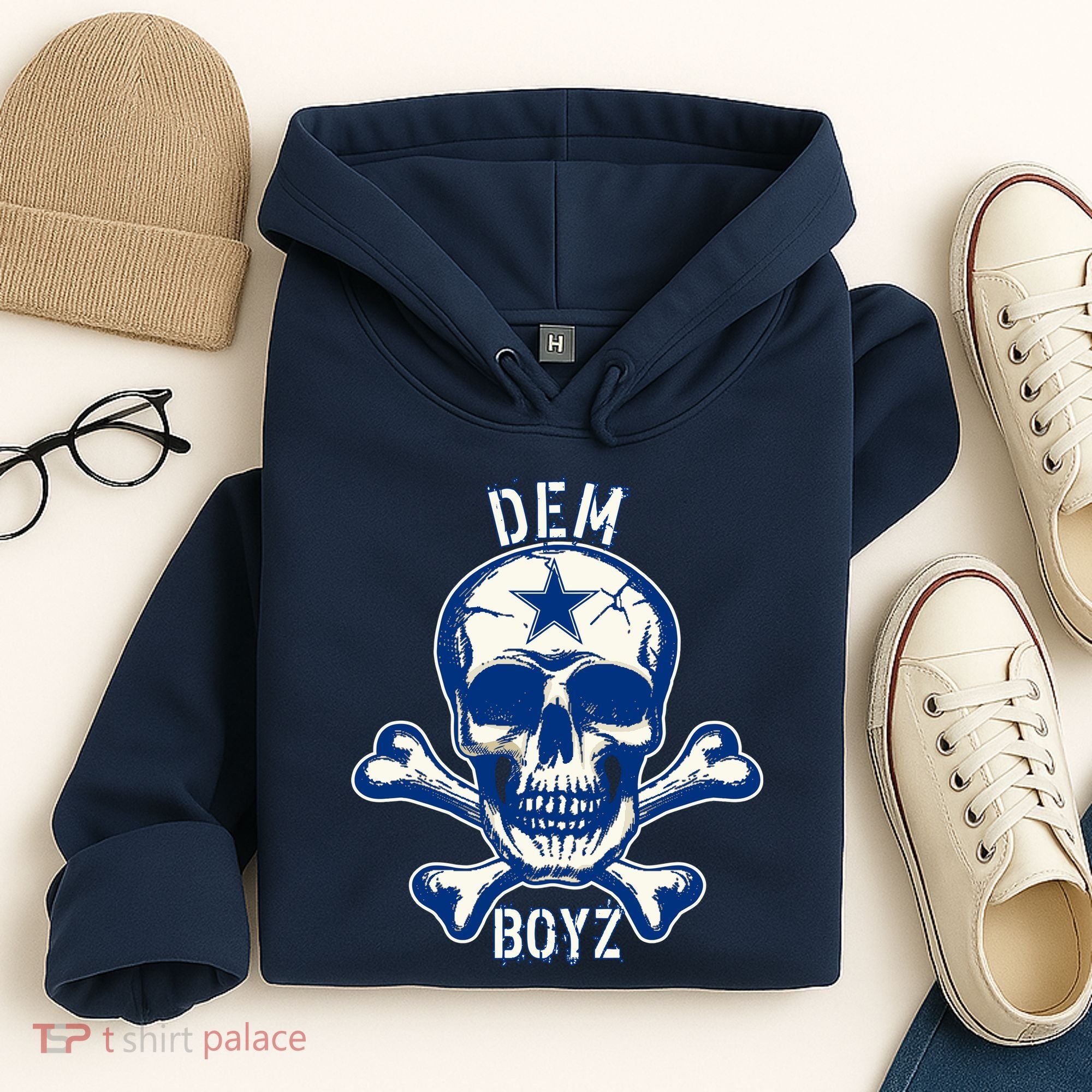 DEM BOYZ Dallas Skull Crossbones Star Texas Fan Pride Hoodie