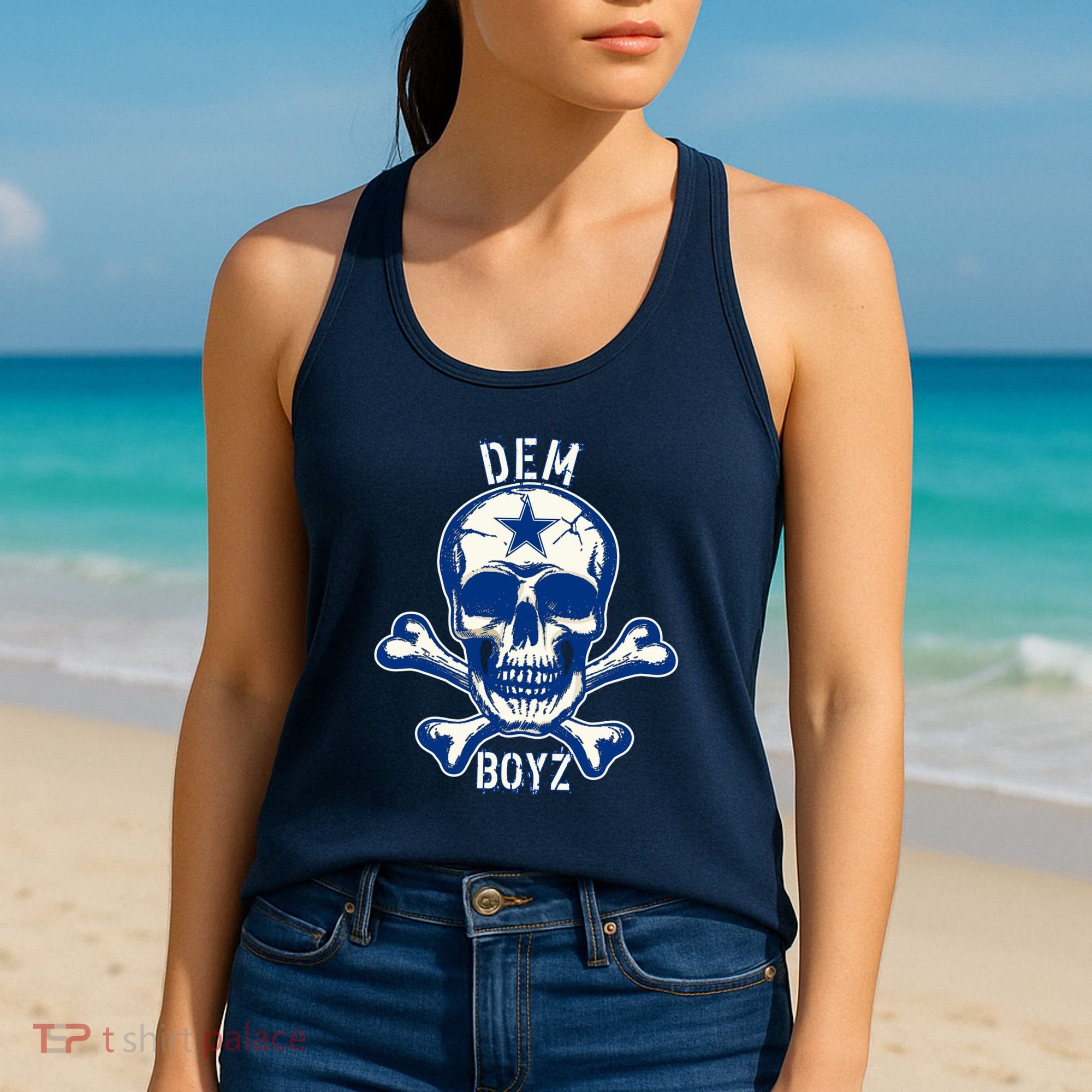 DEM BOYZ Dallas Skull Crossbones Star Texas Fan Pride Women's Tank Top