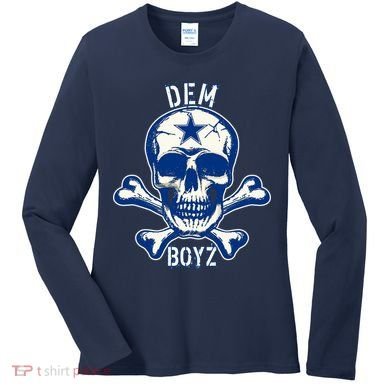 DEM BOYZ Dallas Skull Crossbones Star Texas Fan Pride Women's Long Sleeve Shirt