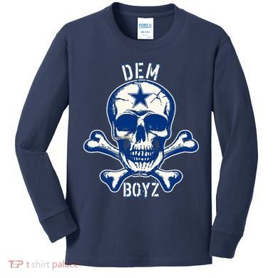 DEM BOYZ Dallas Skull Crossbones Star Texas Fan Pride Kids Long Sleeve Shirt