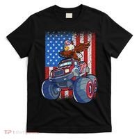 Dabbing Eagle Monster Truck 4th Of July American Flag T-Shirt thumb 0