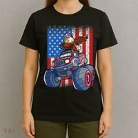 Dabbing Eagle Monster Truck 4th Of July American Flag T-Shirt thumb 4