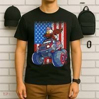 Dabbing Eagle Monster Truck 4th Of July American Flag T-Shirt thumb 6