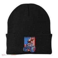 Dabbing Eagle Monster Truck 4th Of July American Flag Beanie thumb 0