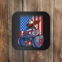 Dabbing Eagle Monster Truck 4th Of July American Flag Coaster thumb 0