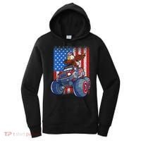 Dabbing Eagle Monster Truck 4th Of July American Flag Women's Hoodie thumb 0