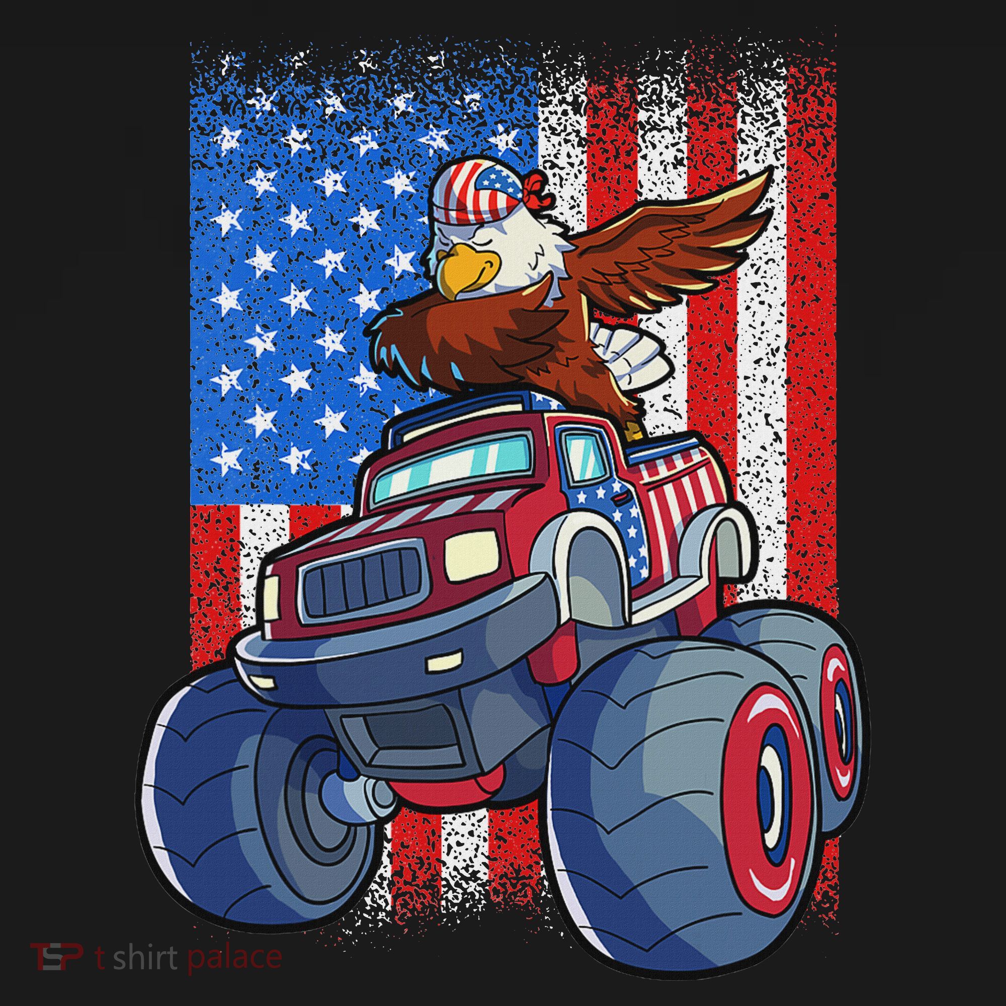 Dabbing Eagle Monster Truck 4th Of July American Flag Mousepad