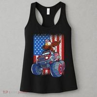 Dabbing Eagle Monster Truck 4th Of July American Flag Women's Tank Top thumb 3