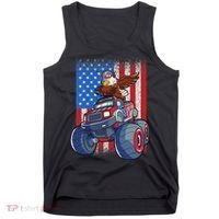 Dabbing Eagle Monster Truck 4th Of July American Flag Tank Top thumb 0