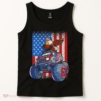 Dabbing Eagle Monster Truck 4th Of July American Flag Tank Top thumb 2