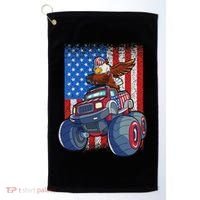 Dabbing Eagle Monster Truck 4th Of July American Flag Golf Towel thumb 0