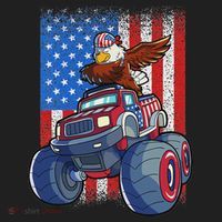 Dabbing Eagle Monster Truck 4th Of July American Flag Golf Towel thumb 3