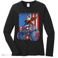 Dabbing Eagle Monster Truck 4th Of July American Flag Women's Long Sleeve Shirt thumb 0