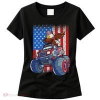 Dabbing Eagle Monster Truck 4th Of July American Flag Women's T-Shirt thumb 0