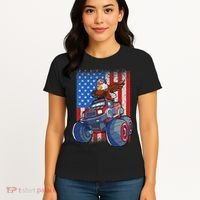 Dabbing Eagle Monster Truck 4th Of July American Flag Women's T-Shirt thumb 4
