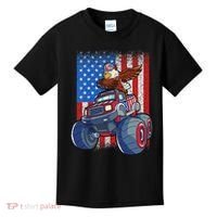 Dabbing Eagle Monster Truck 4th Of July American Flag Kids T-Shirt thumb 0