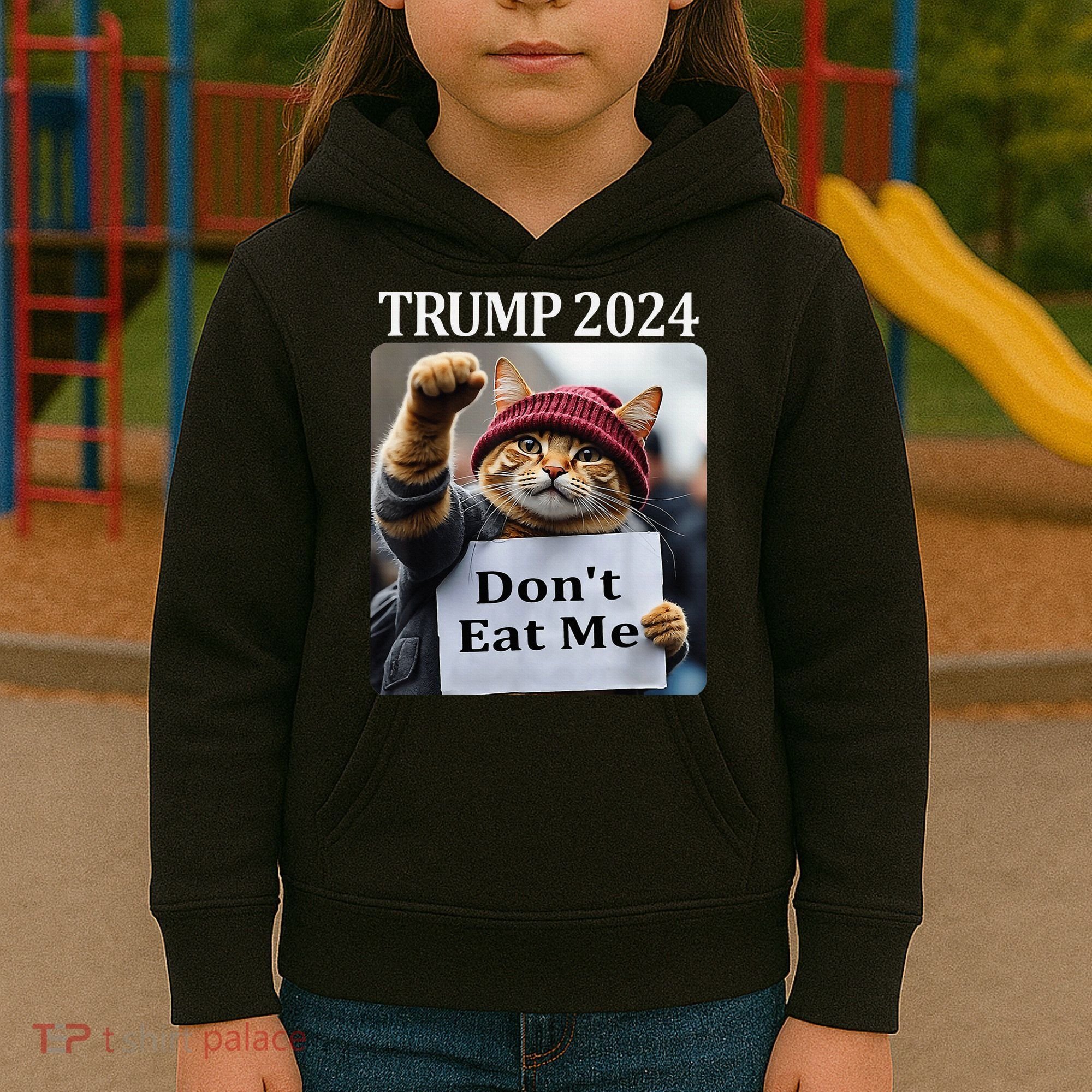 DonT Eat Me Cats For Trump 2024 Kids Hoodie