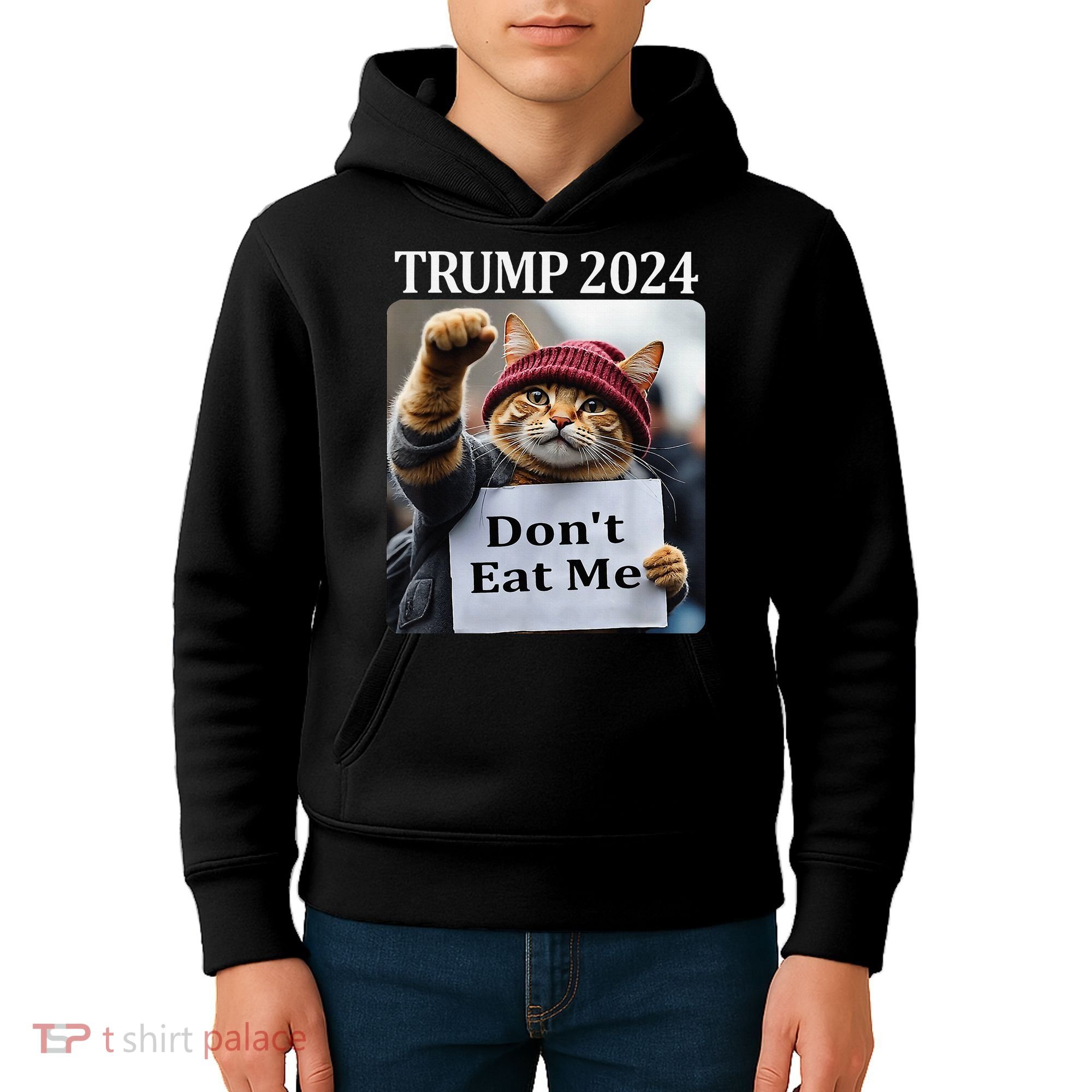 DonT Eat Me Cats For Trump 2024 Kids Hoodie