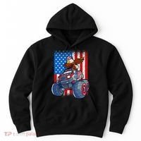 Dabbing Eagle Monster Truck 4th Of July Boy American Flag Hoodie thumb 0