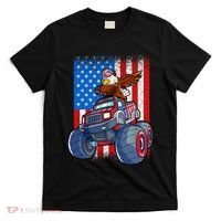 Dabbing Eagle Monster Truck 4th Of July Boy American Flag T-Shirt thumb 0