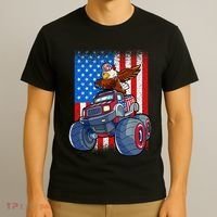 Dabbing Eagle Monster Truck 4th Of July Boy American Flag T-Shirt thumb 3