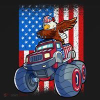 Dabbing Eagle Monster Truck 4th Of July Boy American Flag T-Shirt thumb 7
