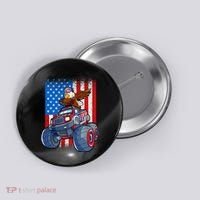 Dabbing Eagle Monster Truck 4th Of July Boy American Flag Button thumb 0