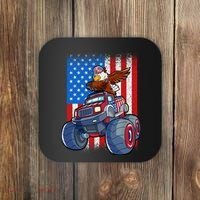 Dabbing Eagle Monster Truck 4th Of July Boy American Flag Coaster thumb 0