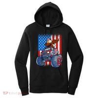 Dabbing Eagle Monster Truck 4th Of July Boy American Flag Women's Hoodie thumb 0