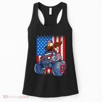 Dabbing Eagle Monster Truck 4th Of July Boy American Flag Women's Tank Top thumb 0