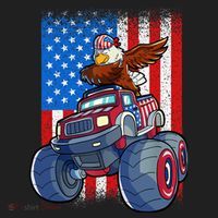 Dabbing Eagle Monster Truck 4th Of July Boy American Flag Hat thumb 2