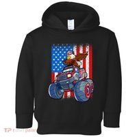 Dabbing Eagle Monster Truck 4th Of July Boy American Flag Toddler Hoodie thumb 0